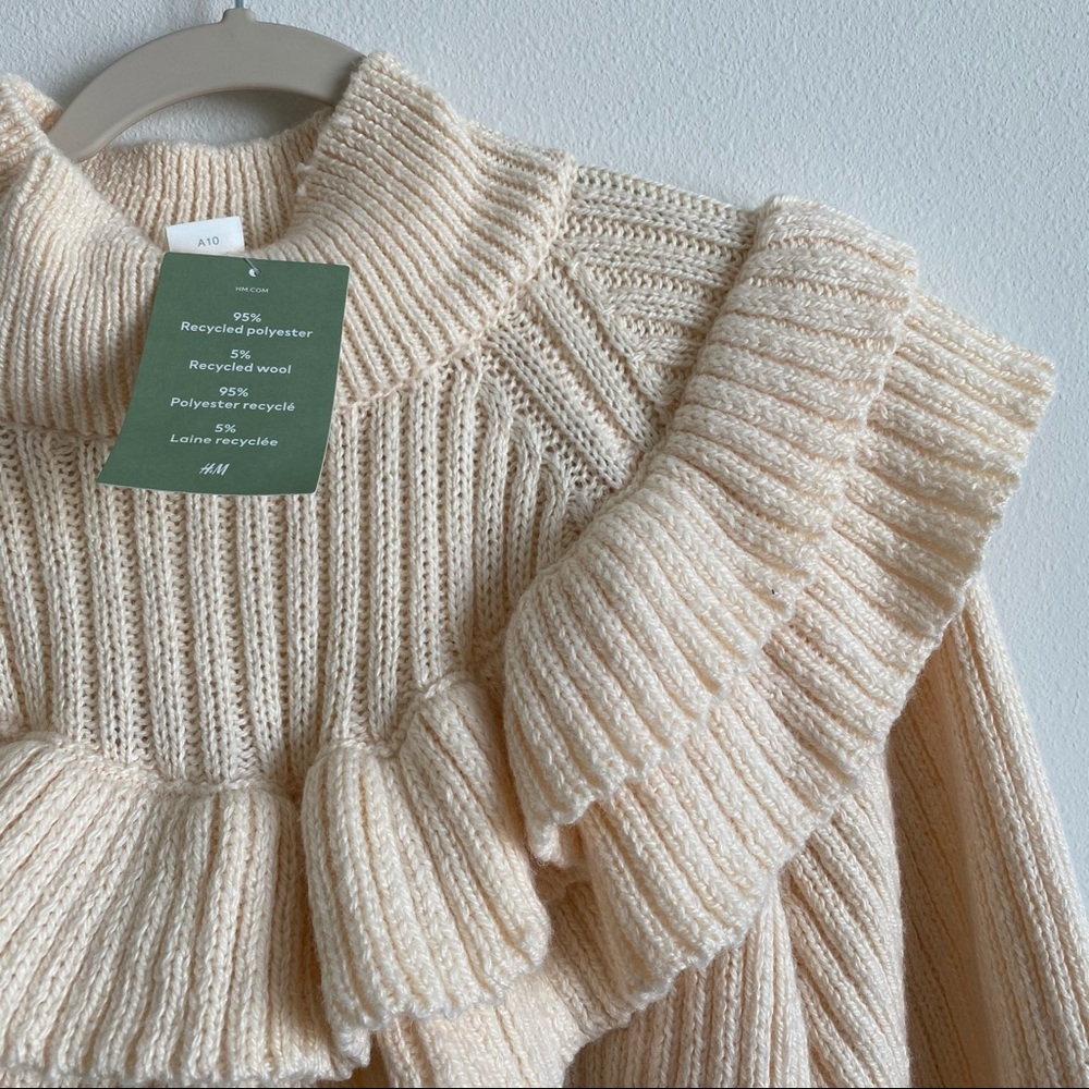 H&M Flounced Rib Knit Ruffle Sweater - Picture 8 of 10